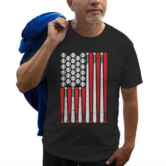 Baseball Usa Flag Dad Grandpa Patriotic Baseball Old Men T-shirt | Mazezy
