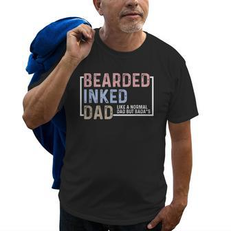 Bearded Inked Dad Papa Daddy Stepdad Father Husband Family Gift For Mens Old Men T-shirt | Mazezy