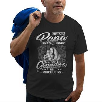 Being A Papa Is An Honor Being A Grandpa Is Priceless Gift For Mens Old Men T-shirt | Mazezy