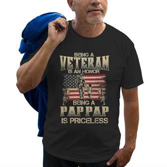 Being A Veteran Is An Honor Being A Pap Pap Is Priceless Old Men T-shirt | Mazezy