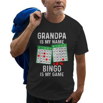 Bingo Lover Gifts Grandpa Is My Name Bingo Is My Game Old Men T-shirt Graphic Print Casual Unisex Tee | Mazezy