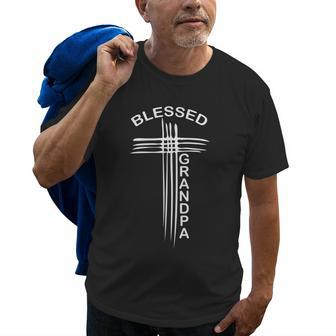 Blessed Grandpa Christian Cross Religious Gift For Mens Old Men T-shirt | Mazezy