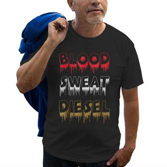 Blood Sweat Diesel Mechanic Truck Driver Gift Idea Old Men T-shirt | Mazezy