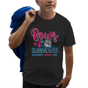 Burnouts Or Bows Gender Reveal Baby Party Announce Grandpa Gift For Mens Old Men T-shirt | Mazezy