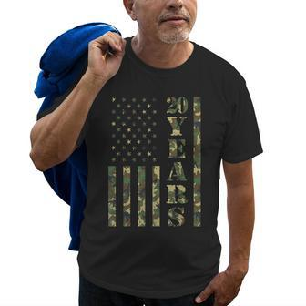 Camo American Flag 20 Year Career Military Gift Gift For Mens Old Men T-shirt | Mazezy