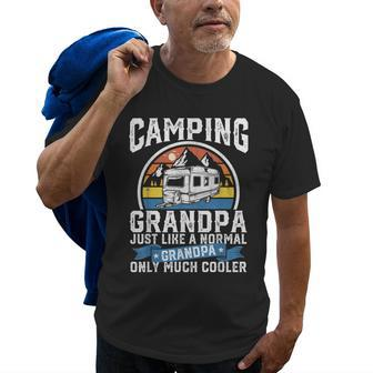 Camping Grandpa Funny Camper Rv Retro Papa Outdoors Gift Gift For Mens Old Men T-shirt | Mazezy
