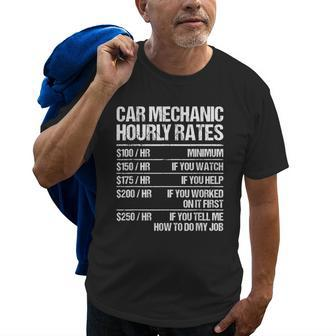 Car Mechanic Hourly Rates Cars Fixer Repairman Funny Gift Old Men T-shirt | Mazezy