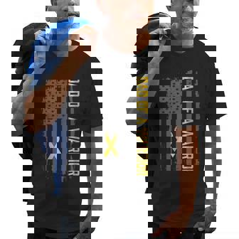 Childhood Cancer Usa Flag Dad Of A Warrior Childhood Cancer Old Men T-shirt | Mazezy