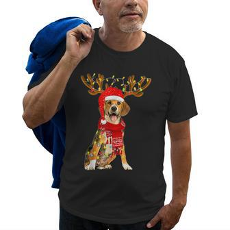 Christmas Lights Beagle Dog Lover Dog Dad Dog Mom Old Men T-shirt | Mazezy