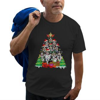 Christmas Pajama Bernese Mountain Tree Xmas For Dog Dad Mom Old Men T-shirt | Mazezy