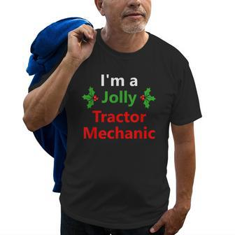 Christmas Xmas Tractor Mechanic Job Holiday Funny Santa Gift Old Men T-shirt