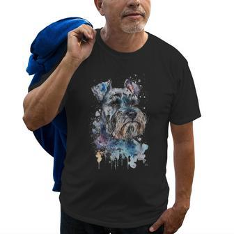 Colorful Miniature Schnauzer Dog Love Dad Mom Boy Girl Funny Old Men T-shirt | Mazezy