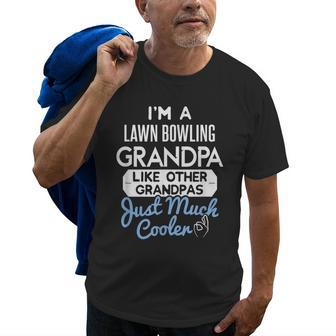Cool Lawn Bowling Grandpa Hobby Birth Gift Grandfather Old Men T-shirt | Mazezy