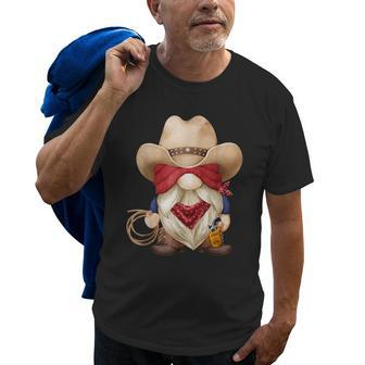 Cute Cowboy Grandpa With Western Decor For Farmer With Gnome Old Men T-shirt | Mazezy