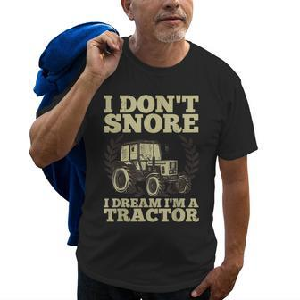 Cute Tractor For Men Dad Kids Agriculture Farmer Snore Truck Old Men T-shirt | Mazezy