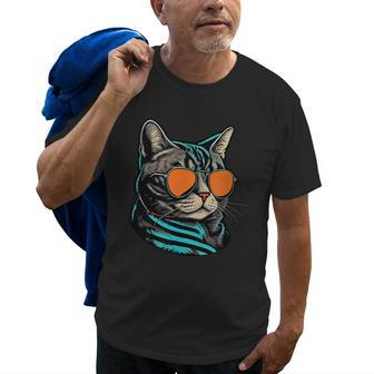 Dad Mom Cat Sunglasses American Shorthair Cat Old Men T-shirt | Mazezy