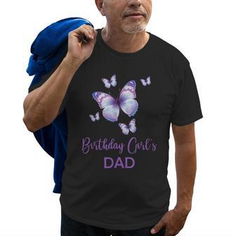 Dad Of The Birthday Girl Butterfly Family 1St Birthday Old Men T-shirt | Mazezy