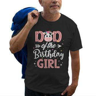 Dad Of The Birthday Girl Cow Farm Birthday Party Daddy Papa Old Men T-shirt | Mazezy