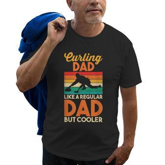 Dads Day | Retro Curling Dad Like A Regular Dad But Cooler Old Men T-shirt | Mazezy