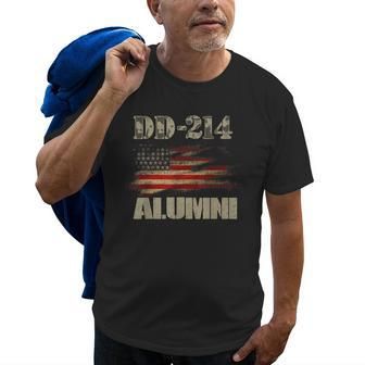 Dd214 Alumni Military Veteran Vintage American Flag Old Men T-shirt | Mazezy