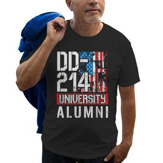 Dd214 University Alumni Us Military Veteran Retro Flag Old Men T-shirt | Mazezy