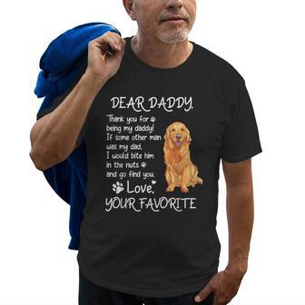 Dear Daddy Golden Retriever Dog Dad Fathers Day Old Men T-shirt | Mazezy