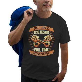 Diesel Mechanic Engineer Retirement Grandpa Gift Old Men T-shirt | Mazezy