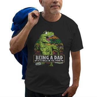 Dinosaur Being A Dad Is A Walk In The Park Funny Gift Gift For Mens Old Men T-shirt | Mazezy