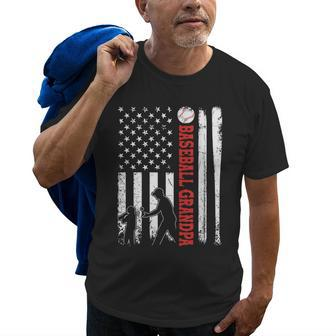 Distressed Usa American Flag Baseball Grandpa Fathers Day Old Men T-shirt | Mazezy