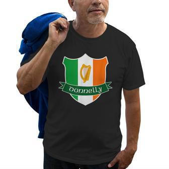 Donnelly Irish Name Ireland Flag Harp Family Old Men T-shirt - Seseable