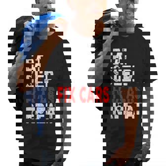 Eat Sleep Fix Cars Repeat | Mechanic Old Men T-shirt | Mazezy