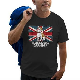 English Bulldog Grandpa Union Jack British Flag Gift For Mens Old Men T-shirt | Mazezy