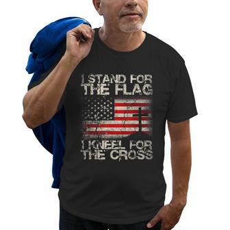 Epic I Stand For The Flag I Kneel For The Cross Military Old Men T-shirt | Mazezy