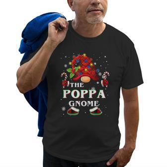 Family Xmas Pajama Poppa Gnome Buffalo Plaid Matching Old Men T-shirt | Mazezy