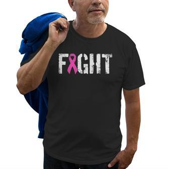 Fight Breast Cancer Pink Military Style Awareness Ribbon Old Men T-shirt | Mazezy
