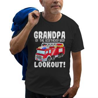 Fire Truck Grandpa Of The Birthday Boy Lookout Family Old Men T-shirt | Mazezy