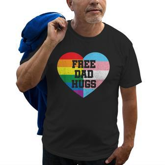 Free Dad Hugs T Pride Gift Lgbt Rainbow Flag Family Gift For Mens Old Men T-shirt | Mazezy