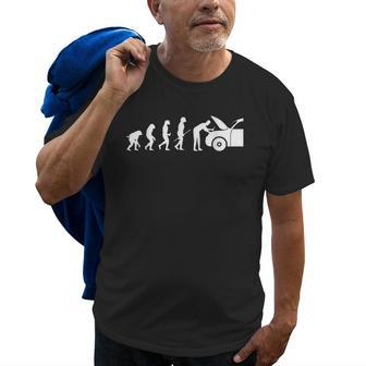 Funny Car Mechanic Design Evolution Old Men T-shirt | Mazezy