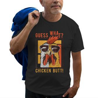 Funny Dad Siblings Friends Humor Guess What Chicken Butt Old Men T-shirt | Mazezy