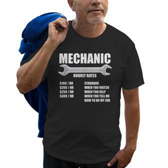Funny Hourly Rates Mechanic Old Men T-shirt