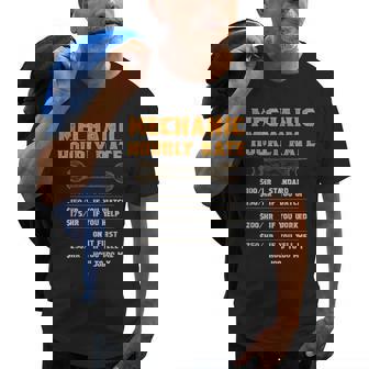 Funny Mechanic Gift Mechanic Hourly Rate Old Men T-shirt | Mazezy