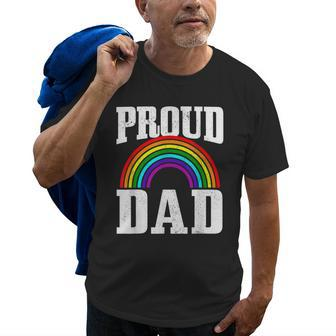 Gay Pride Proud Dad Parent Lgbtq Rainbow Flag Gay Son Old Men T-shirt | Mazezy