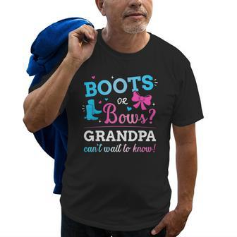 Gender Reveal Boots Or Bows Grandpa Matching Baby Party Gift For Mens Old Men T-shirt | Mazezy