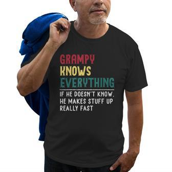 Grampy Know Everything Fathers Day For Funny Grandpa Grampy Old Men T-shirt | Mazezy