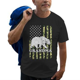 Grandma Bear Camouflage Usa American Flag Old Men T-shirt | Mazezy