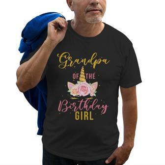 Grandpa Birthday Girl Grandfather Gifts Unicorn Birthday Old Men T-shirt