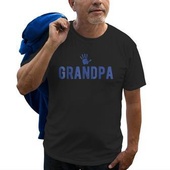 Grandpa Blue Hand Print For Grandfather Gift For Mens Old Men T-shirt | Mazezy
