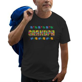 Grandpa Brick Builder Funny Blocks Master Builder Old Men T-shirt Graphic Print Casual Unisex Tee | Mazezy