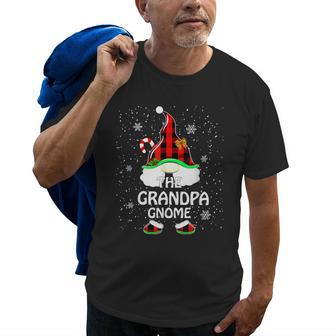Grandpa Gnomies Red Plaid Matching Family Christma Funny Old Men T-shirt | Mazezy