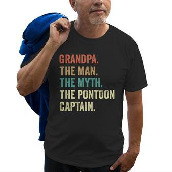 Grandpa Man Myth Pontoon Captain I Funny Pontoon Old Men T-shirt | Mazezy